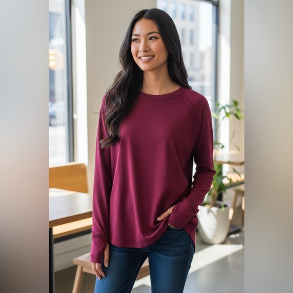 On the Go Long Sleeve - Cabernet - Picture 1 of 2